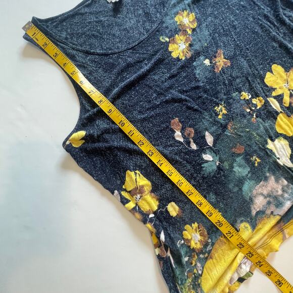 Chicos Knit Tank Size 3 (Womens XL) Navy Yellow Snakeskin Floral Sleeveless Top - Picture 10 of 10